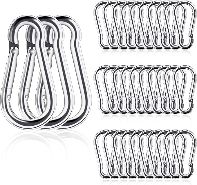 Small Carabiner Clip, M4 Stainless Steel Spring Snap Hook Heavy Duty, Locking by DF+DUALFERV