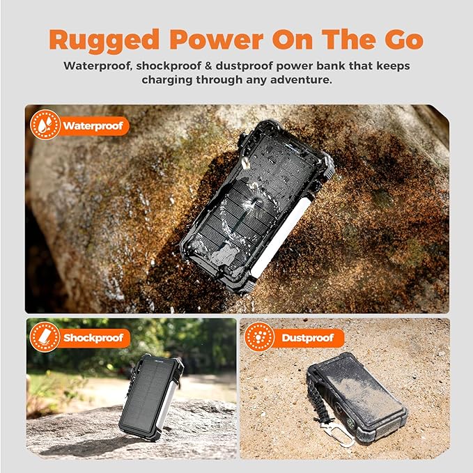 BLAVOR Solar Power Bank 20000mAh Built-in Cables, Wireless Charger - Image 6