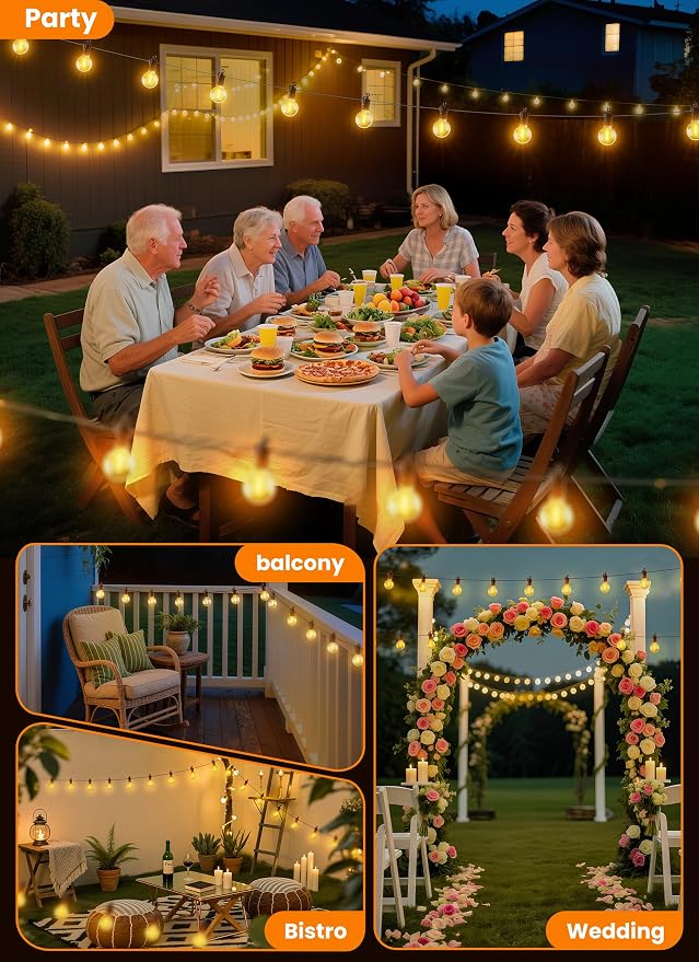 Outdoor String Patio Lights, 50FT 25 LED Patio Lights Waterproof, Connectable - Image 5