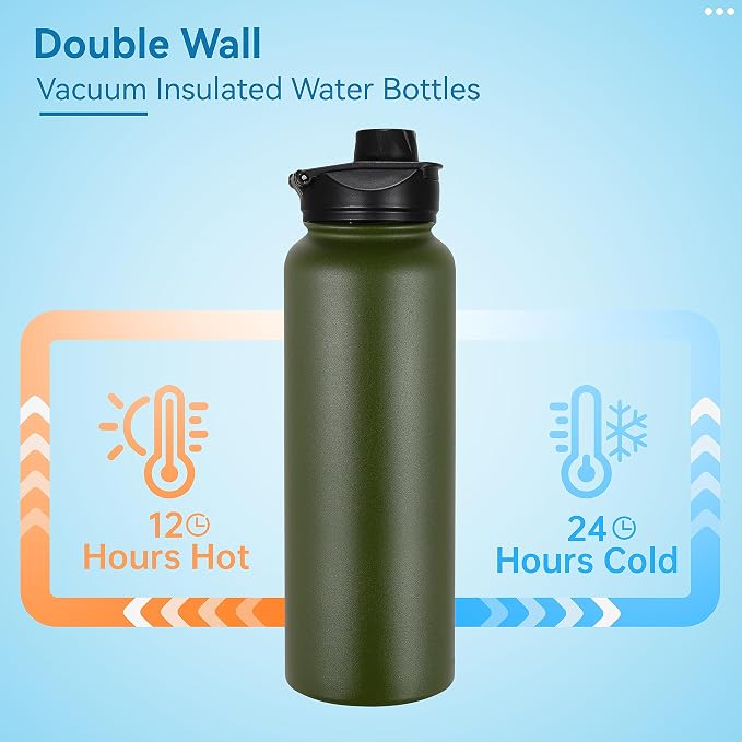 VEGOND 40 oz Insulated Water Bottle Bulk Stainless Steel Metal Water Bottles - Image 3