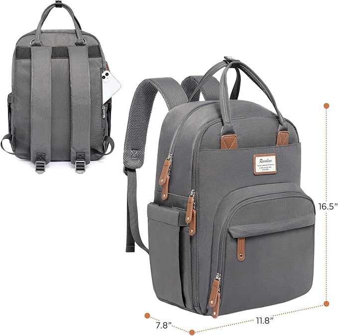 RUVALINO Diaper Bag Backpack, Large Capacity, Waterproof and Stylish, Iron Gray - Image 9