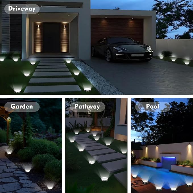 Solar Ground Lights Outdoor, 1 Pack Solar Lights Outdoor Waterproof, Mini Flat - Image 7