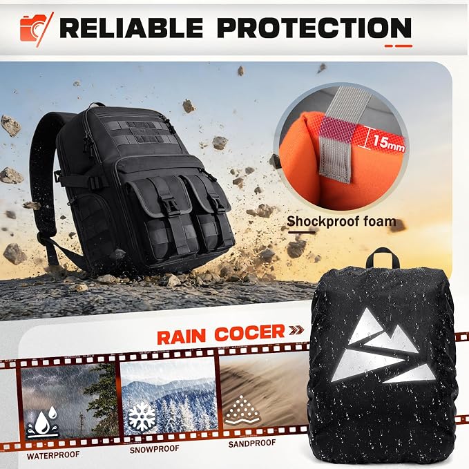 RAINSMORE Camera Bag Backpack for DSLR/SLR/Mirrorless Camera Bags for - Image 4