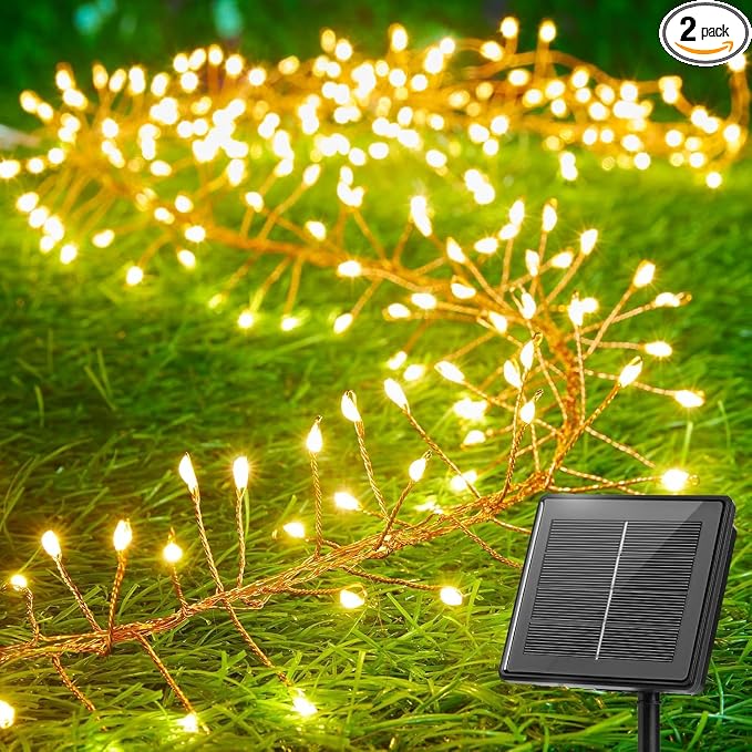 Brightown Solar String Lights for Outside, 2 Packs Total 39.2Ft 480 LED Solar by Brightown