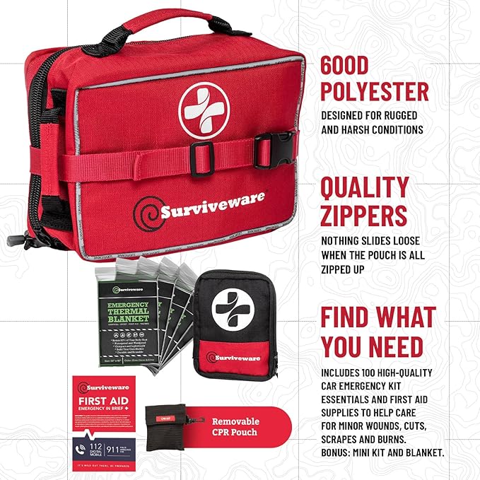 Surviveware 238 Pcs Comprehensive Premium Survival First Aid Kit - Image 3