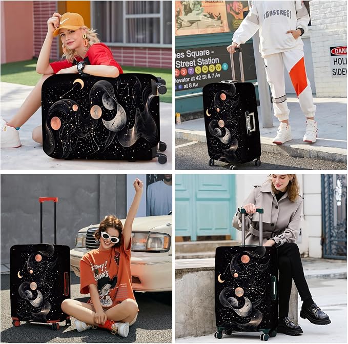 ANNA QUEEN Celestial Galaxy Luggage Cover, Moon & Stars Suitcase Protector - Image 6