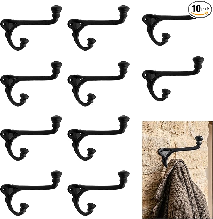 Mystic Colonial Rustic Cast Iron Wall Hooks Heavy Duty Retro Utility Hooks by SaKeGa
