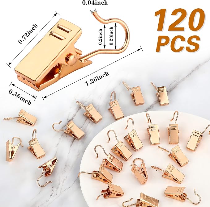 JANYUN 120 Pack Clip Hook Set Stainless Curtain Clips - Image 2