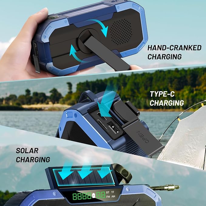 Emergency Radio Waterproof Bluetooth Speaker, Portable AM FM Radio - Image 8