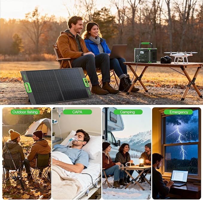 500W Solar Generator with 100W Foldable Solar Panel, Portable Power Station - Image 6