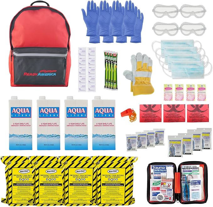 Ready America 70380 72 Hour Emergency Kit, 3-Day Backpack, Includes First Aid by ReadyAmerica