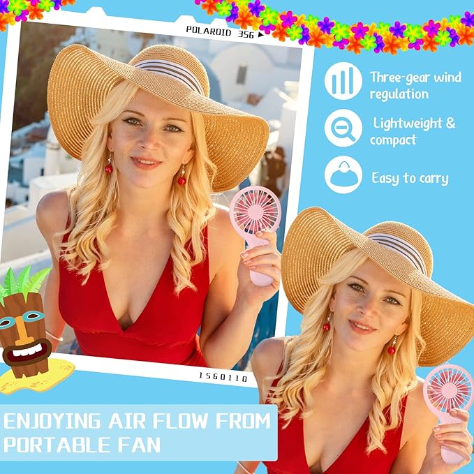 Woanger 12 Pcs Mini Handheld Fan Bulk 3 Speed USB Electric Battery Operated - Image 3