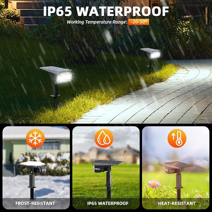 LEREKAM Solar Spot Lights, IP65 Waterproof 40 LED's Landscape Spotlights - Image 2
