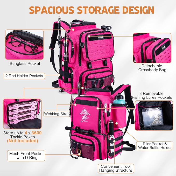 Goture Fishing Backpack, 900D Water-Resistant Tackle Backpack - Image 2