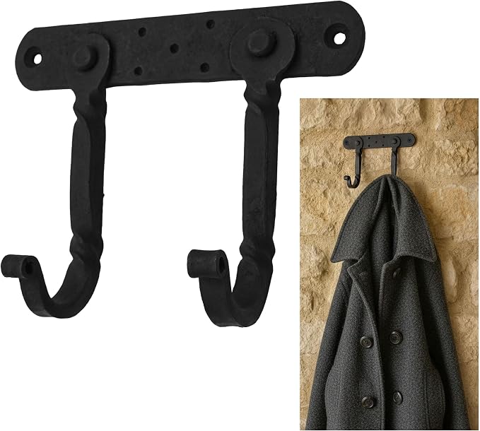 "Mystic Colonial Medieval Hand-Forged Iron Double Wall Hooks 1 Pc | Rustic by SaKeGa