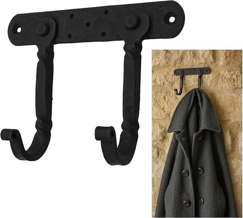 "Mystic Colonial Medieval Hand-Forged Iron Double Wall Hooks 1 Pc | Rustic by SaKeGa