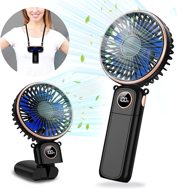 Portable Handheld Fan 5200mAh, USB Rechargeable Foldable Electric Personal by CRISLEX