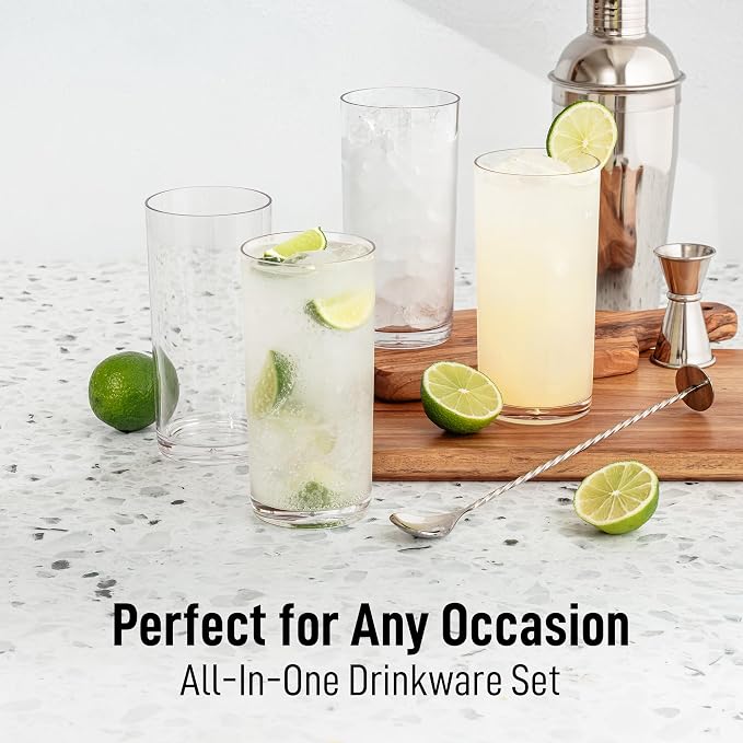 Zulay Kitchen Plastic Drinking Glasses – 16oz Acrylic Shatterproof Water Cups - Image 5