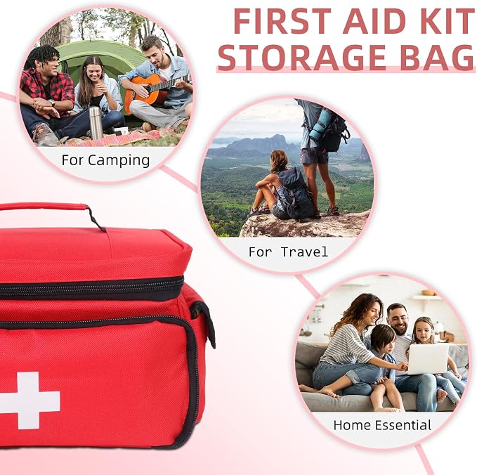 ALSLEA First Aid Bag Empty First Aid Kit Storage Box 12" x 9" x 7" Medical Bag - Image 6