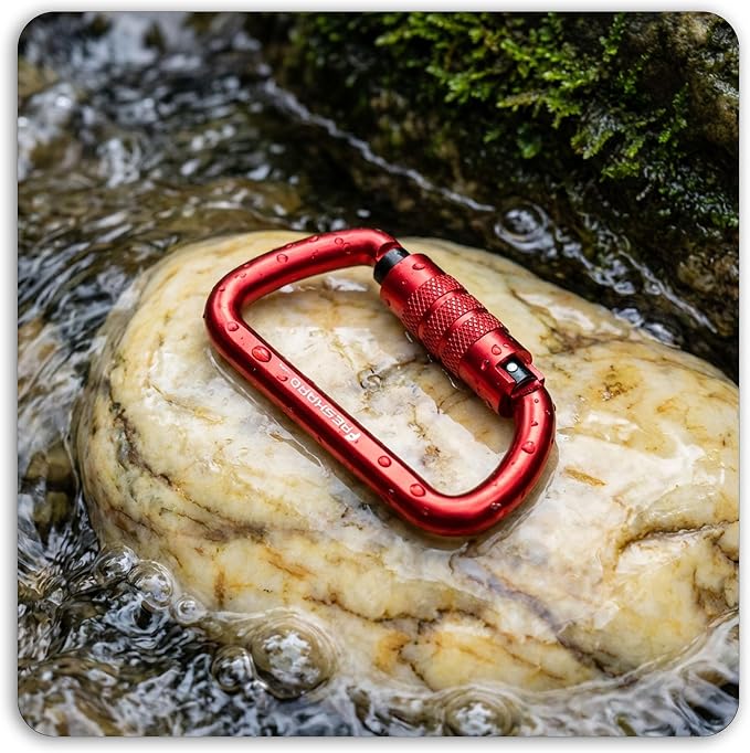 FresKaro 3inch 12kN-2698lbs Auto Locking Carabiner Clips, Solid D Shape - Image 7
