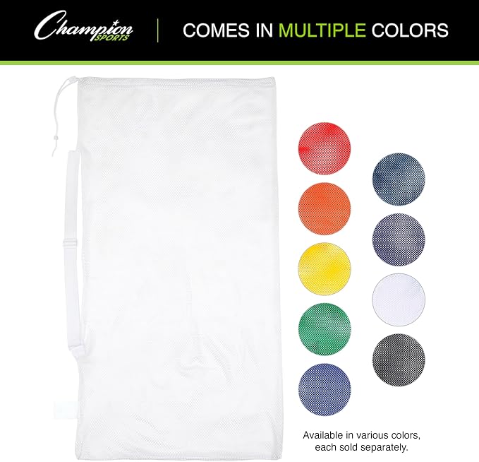 Champion Sports Mesh Equipment Bag – Heavy-Duty Nylon Drawstring Bag - Image 2