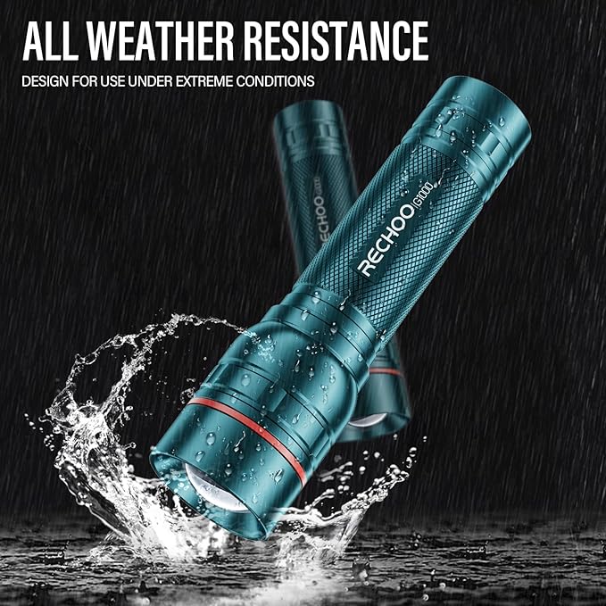 RECHOO Rechargeable Flashlight 2 Pack, Bright Military Grade Torch Light High - Image 4