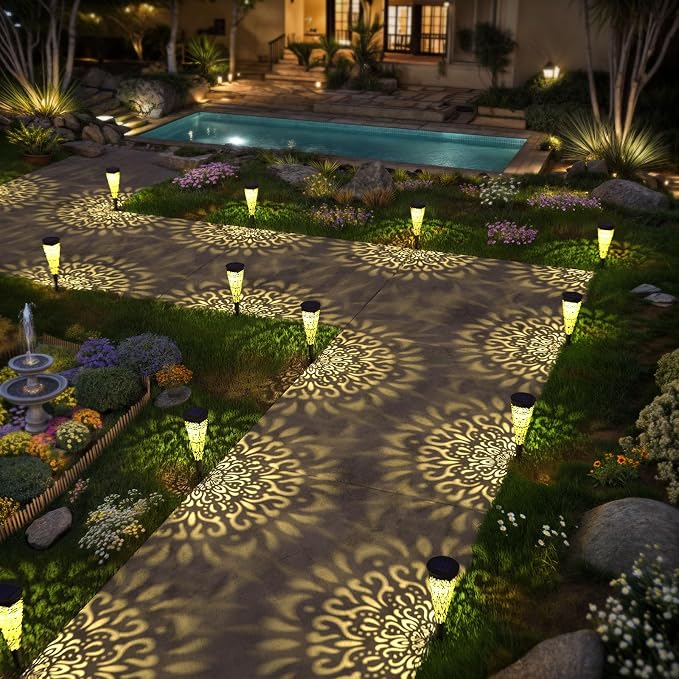 gardencave 6 Pack Solar Lights Outdoor Garden Decorative Mandala Solar Pathway - Image 5