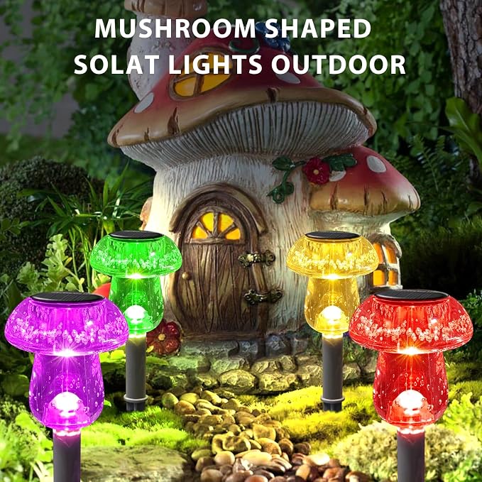 Benany Solar Lights Outdoor, 8 Pack Mushroom Lights Outside Waterproof - Image 2