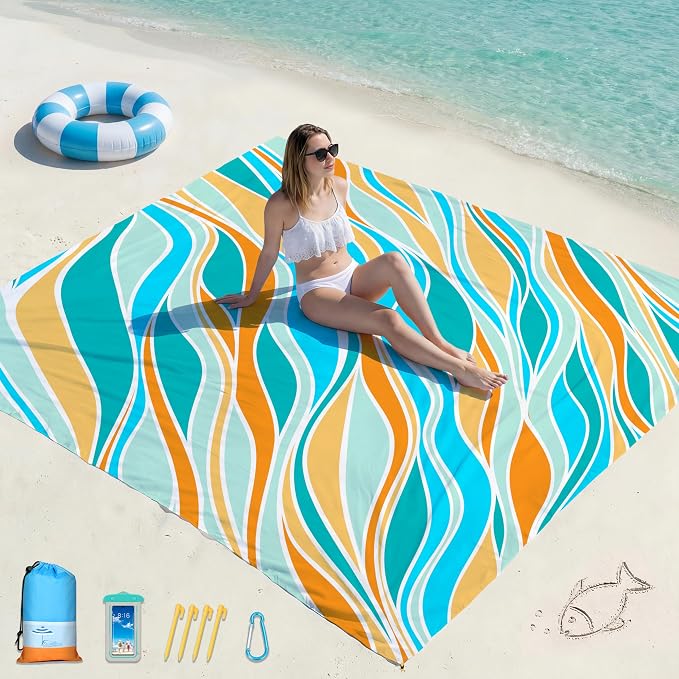Famstar Beach Blanket Oversized Extra Large 78" X 81", Waterproof Sandproof by Famstar