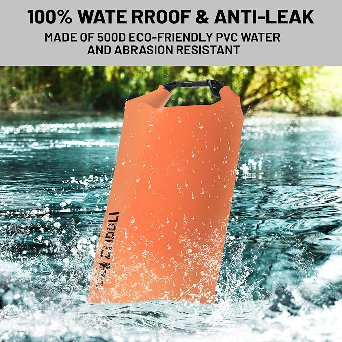 Waterproof Dry Bag, Roll Top Orange Small Waterproof Backpack - Image 2