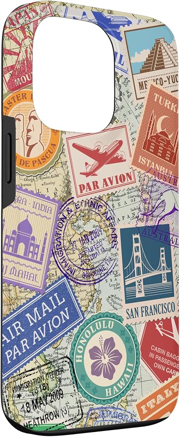 World Map Travel Passport Stamps Postage Stamp Case - Image 3