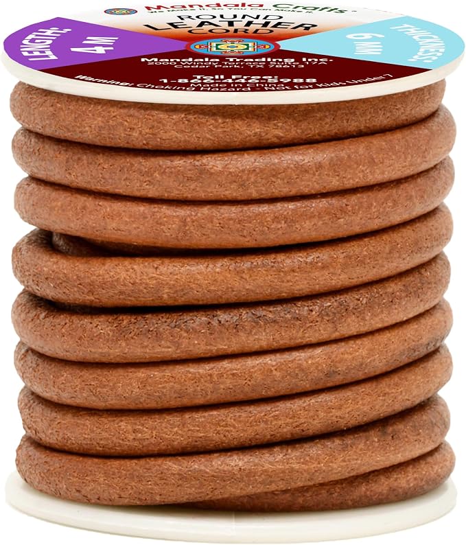 Mandala Crafts Round Cowhide Genuine Rust Leather Cord - Image 2