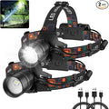 Rechargeable Headlamp 2Pack, 99000 Lumens Super Bright LED Head Lamp by SKNSL