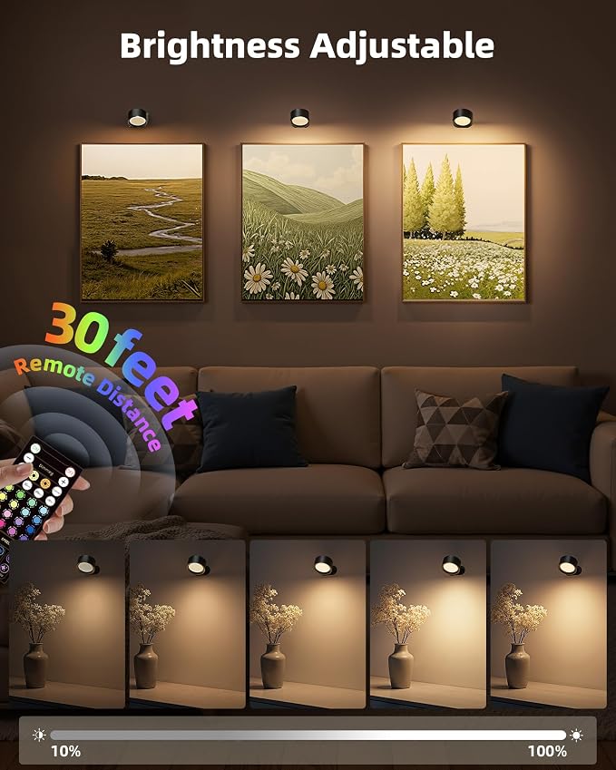 Wall Mounted Lights, 2 Pack Rechargeable RGB Color Changing Light, 3 Color - Image 3
