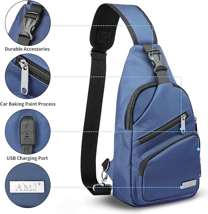 AMJ Crossbody Sling Bag Men Women, Casual Shoulder Backpack, Chest Daypack - Image 3