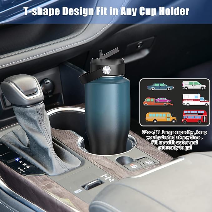 HYDROWION Water Bottles with Straw, 40oz Insulated Water Bottle fit in Car Cup - Image 5