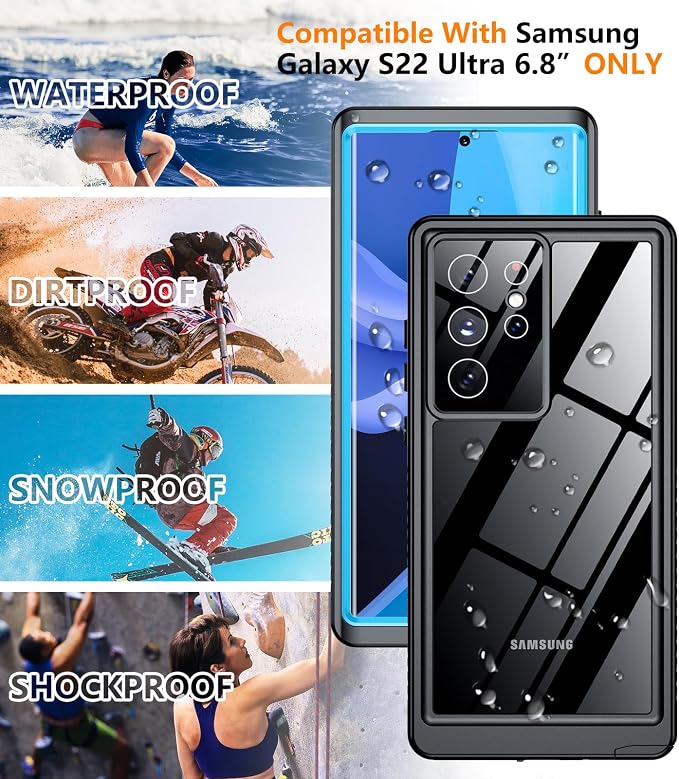 Temdan Designed for Samsung Galaxy S22 Ultra Case, Waterproof Built-in Lens & - Image 2