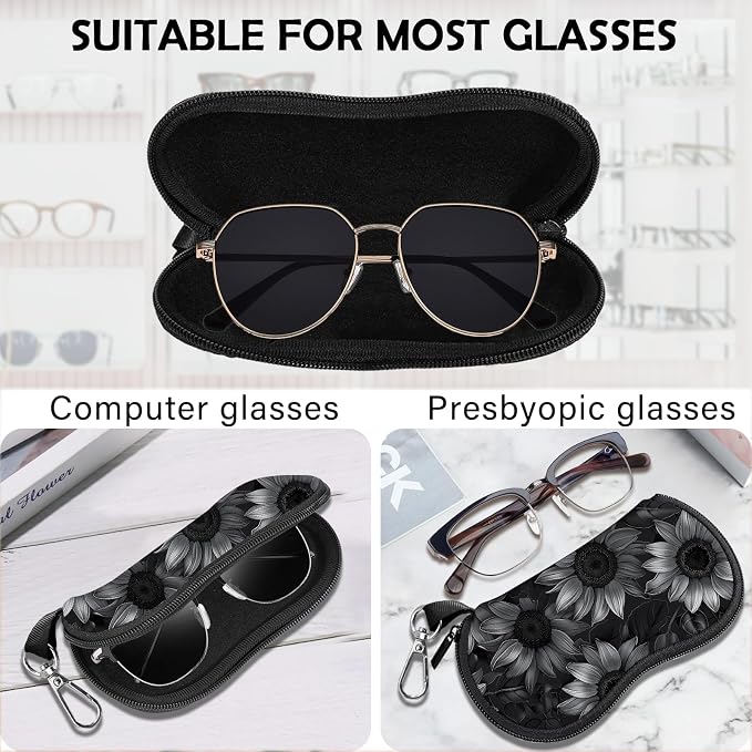 Glasses Case Sunglasses Eyeglass Soft Case Zipper Light Neoprene Pouch - Image 3