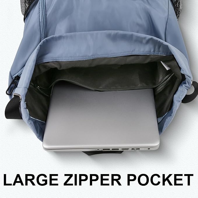 Drawstring Backpack with Mesh Pockets String Gym Bag Sackpack Sandproof Water - Image 5