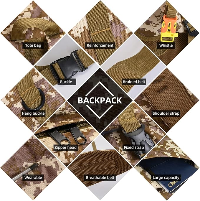 100L Camping Hiking Backpack, Molle military Tactical rucksack backpack - Image 7
