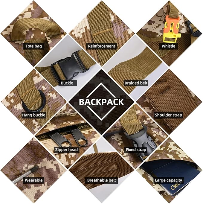 100L Camping Hiking Backpack, Molle military Tactical rucksack backpack - Image 7