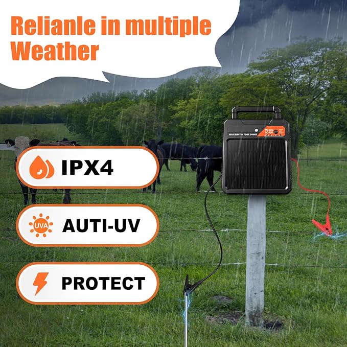 20 Miles Solar Electric Fence Charger – 0.4J Output, 10200V Peak, 24/7 - Image 4