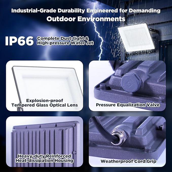100W 12000LM Flood Lights Outdoor, Bright LED Work Light - Image 5