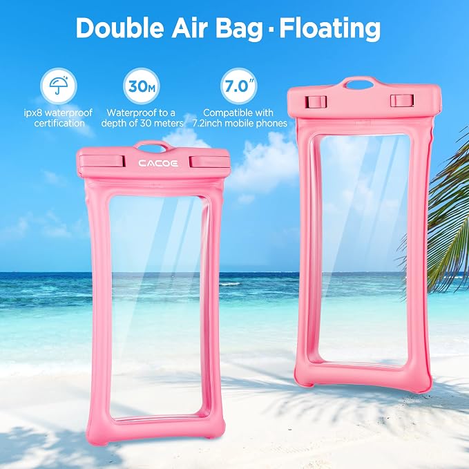 CACOE Floating Universal Waterproof Phone case 2 Pack-Up to 7.0", Phone Pouch - Image 3