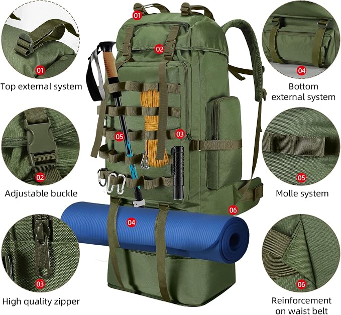 70L/100L Camping Hiking Backpack - Image 4