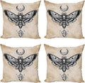 Ambesonne Fantasy Throw Pillow Cushion Case Pack of 4, Dead Head Hawk Moth Luna by Ambesonne