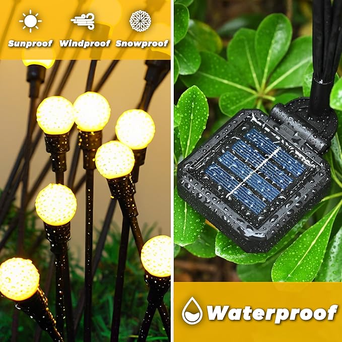 Solar Lights Outdoor-8Pack 64LEDs Solar Garden Firefly Lights Outside, Solar - Image 6
