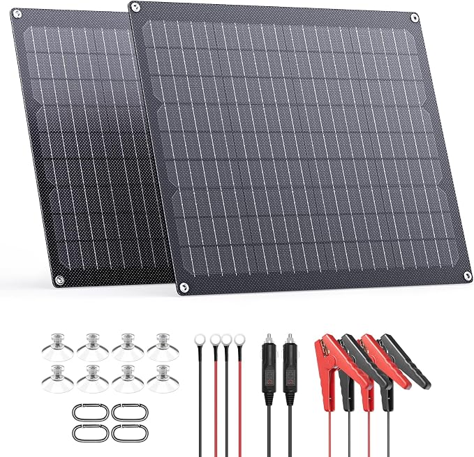 ZOUPW 40W 12V Solar Battery Charger, IP68 Waterproof Trickle Charger by ZOUPW