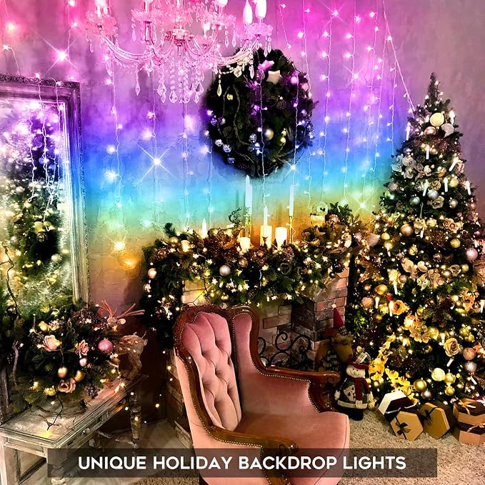 suddus Curtain Lights for Bedroom, 192 Led 8.3ft x 5.25ft Hanging String Lights - Image 3