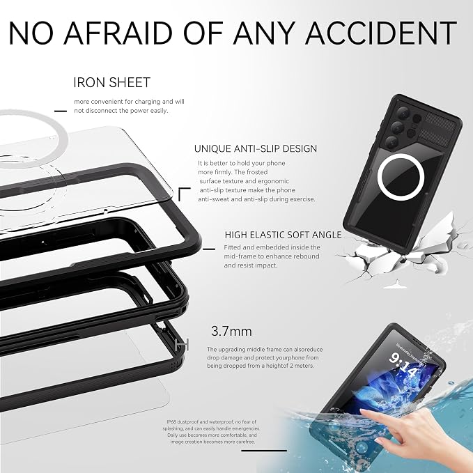 for Samsung Galaxy S25 Ultra Case, Rugged Full Body Underwater Protective Cover - Image 3